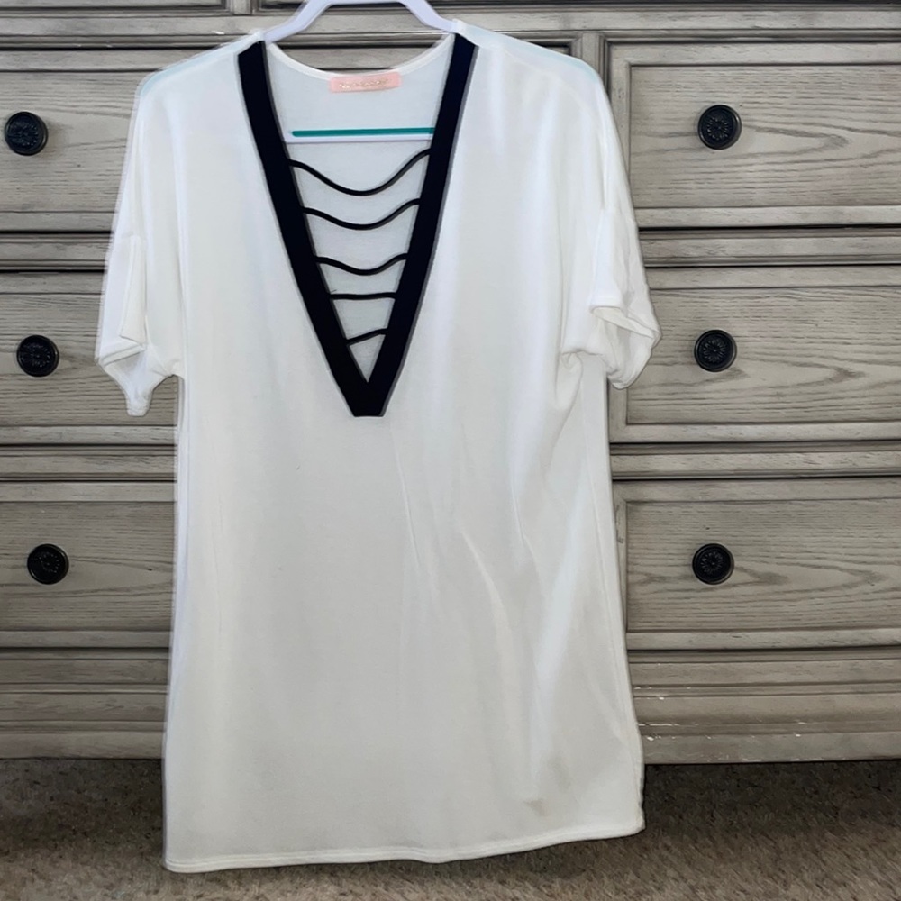 Deep V t shirt dress